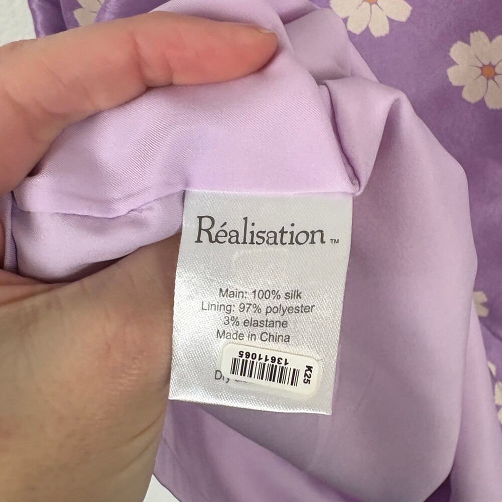 Realisation The Christy As If Boxy Retro Floral Whimsy Silk Purple Dress Medium - Picture 6 of 6